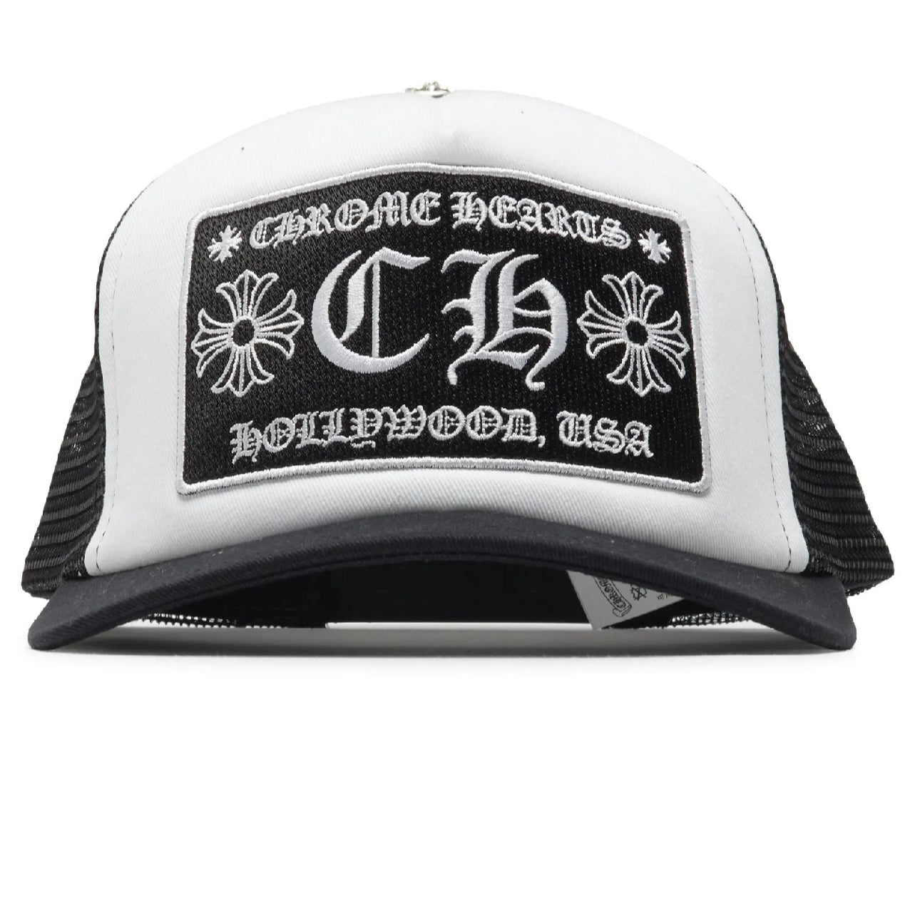 Chrome Hearts CH Hollywood White Black Trucker Cap