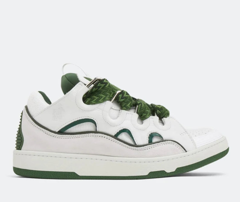 Lanvin Curb Low Top Trainers In White & Green☑️