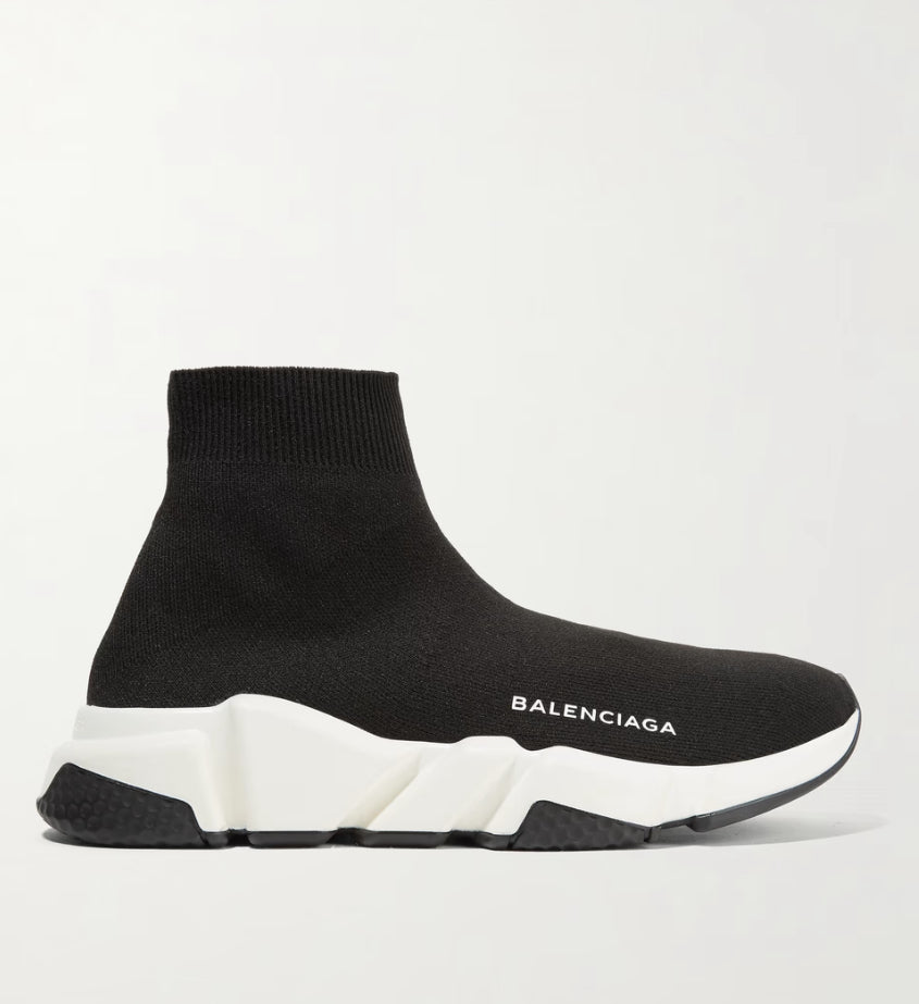 Balenciaga Black White Speed Mid Top Sock Trainers☑️