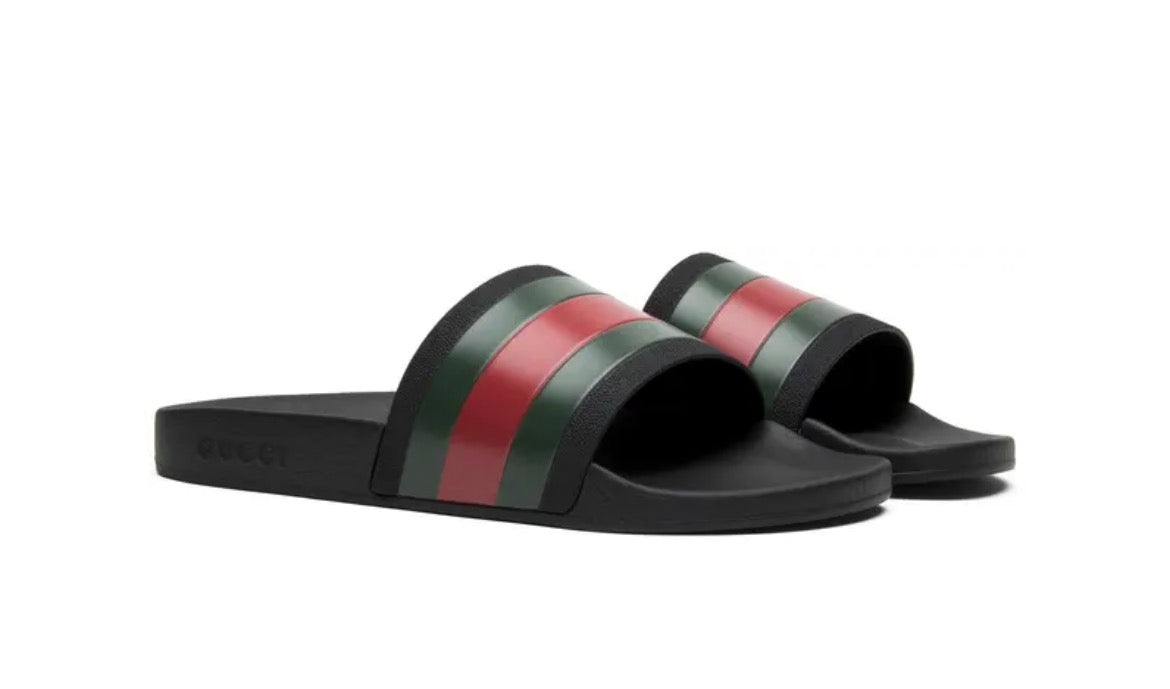 Gucci Black Pursuit Rubber Slides - Size 9.5