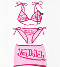 3 Piece Pink Von Dutch Bikini Set Size -S