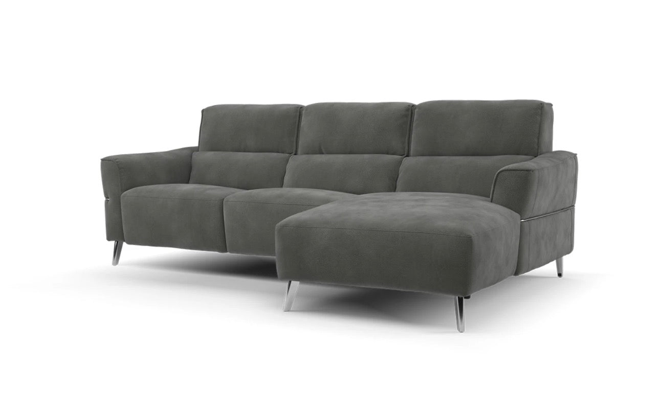 Sofology Dakota Fabric 3 Seater Chaise Power Recliner in Lifestyle Mottled Charc