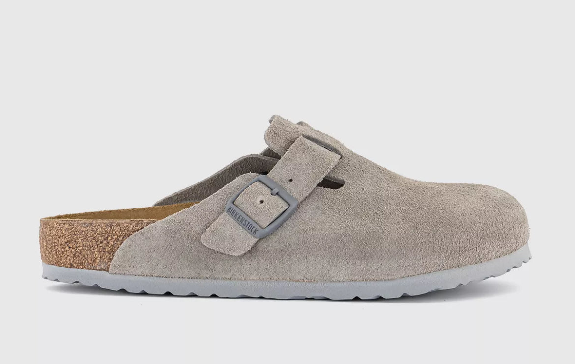 Birkenstock Boston Clogs Regular Fit Brown Grey Suede🏴☑️