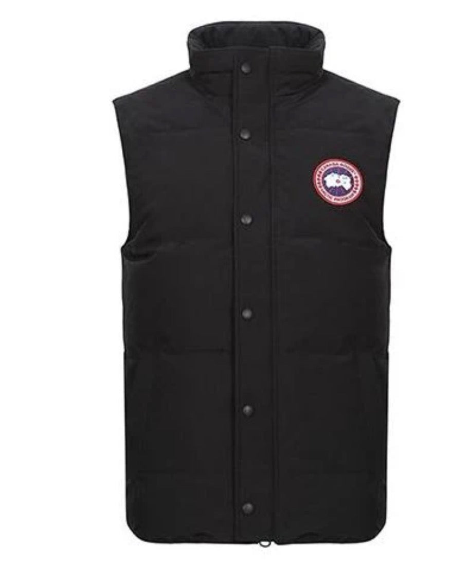 Canada Goose Black Cotton Puffer Gilet Waistcoat Full Zip Snap Logo Teens M- Authenticy Guaranteed