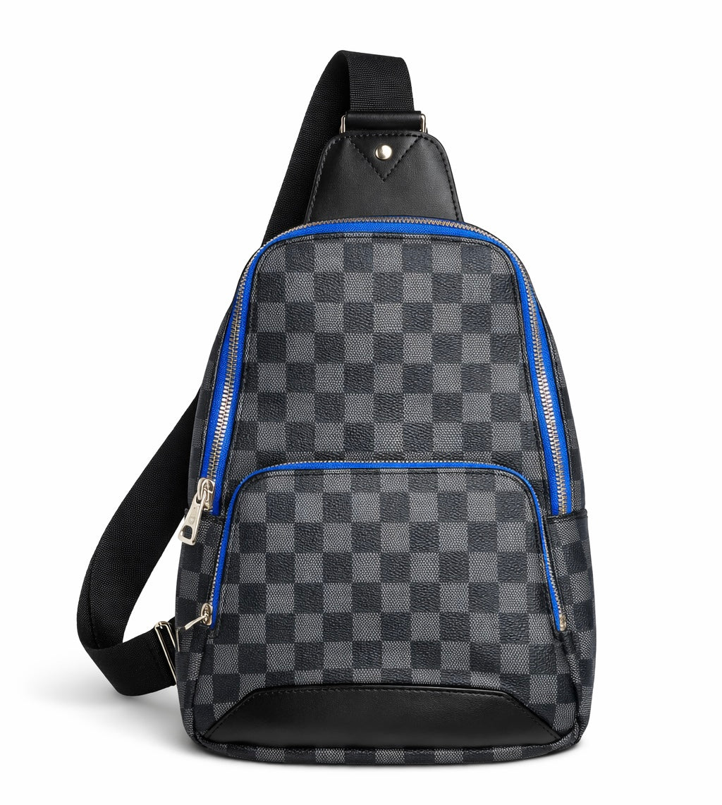 Black & Grey Check Crossbody Sling Bag/Backpack