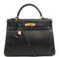 Hermes Kelly 32 in Black, Swift Leather - Authenticity Guaranteed