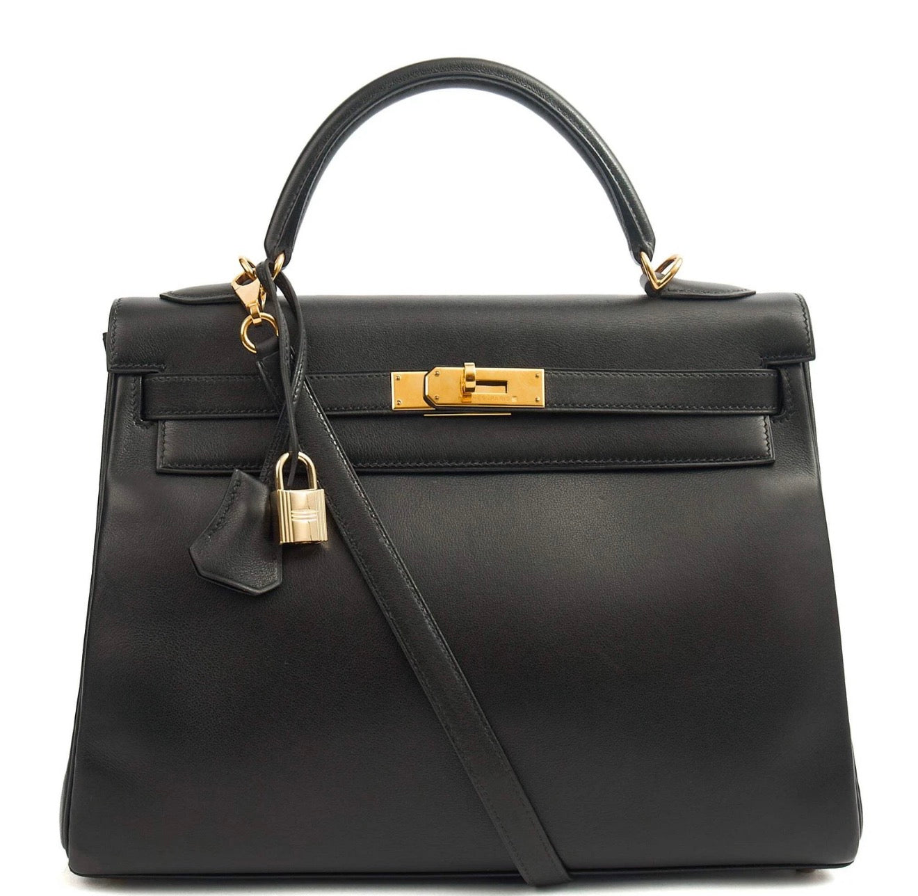 Hermes Kelly 32 in Black, Swift Leather - Authenticity Guaranteed