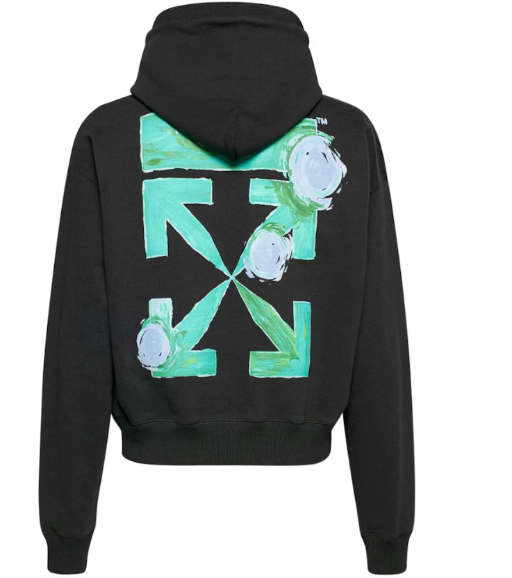 Off White World Cross Logo Black Sweatshirt Hoodie