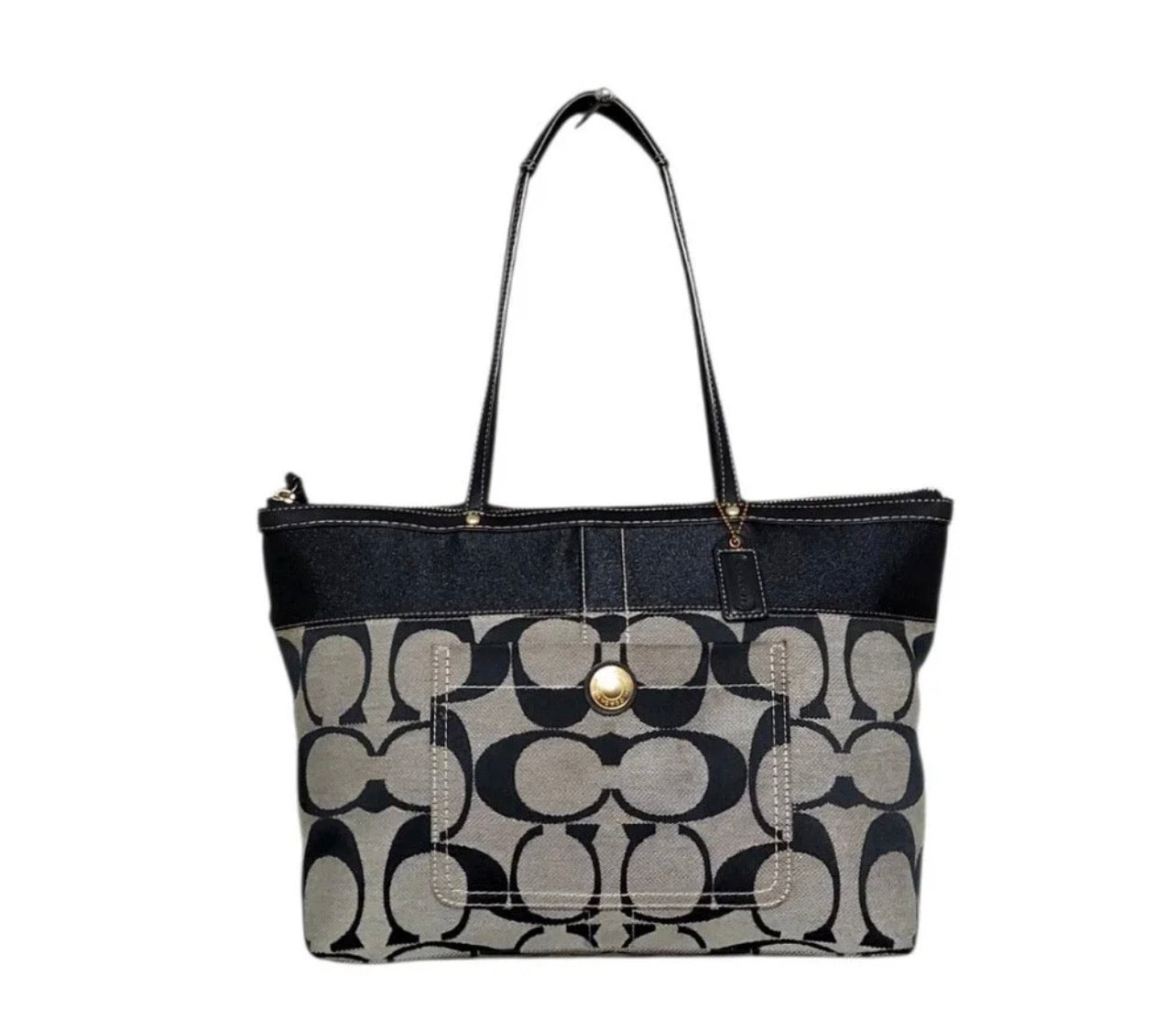 Coach Vintage Y2K Signature Canvas Tote Bag Black/Grey