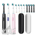 Electric Rotating Toothbrush Deep Clean Whitening Rechargeable + 4/8 Brush Heads 🏴