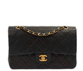 Chanel 1990 Shoulder Bag Classic Double Flap - Medium in Black, Lambskin Leather - Authenticity Guaranteed