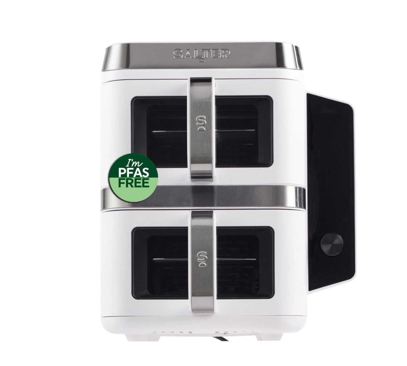 Salter VertiCook View Air Fryer – 9L, 2 Drawers, 12 Functions, PFAS-Free, White
