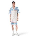 Casablanca Cotton Tennis Short-Sleeve Crochet Shirt Blue ⚫️☑️
