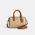 Authentic Coach Mini Rowan Satchel Bag In Blocked Signature Canvas