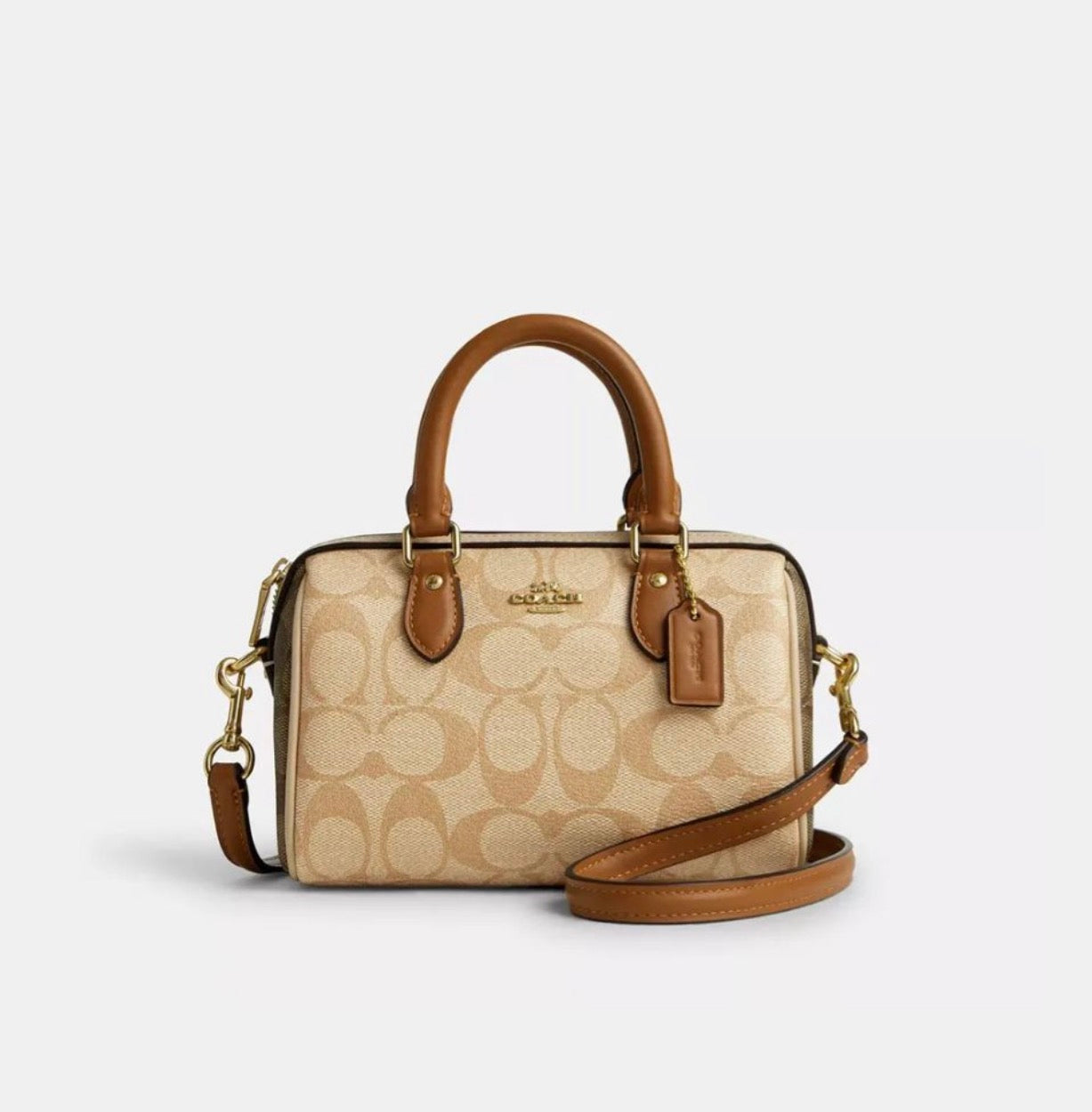 Authentic Coach Mini Rowan Satchel Bag In Blocked Signature Canvas
