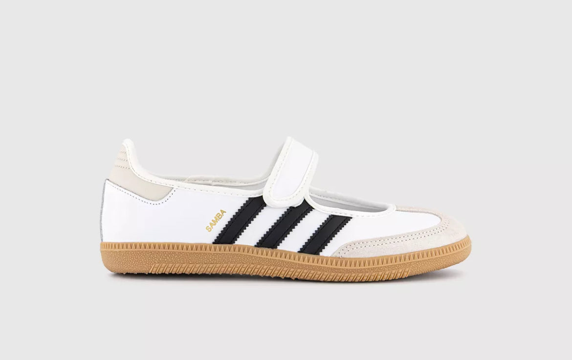 Black and white Mary Jane Adidas Samba trainers