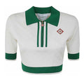 Casablanca White Cropped Polo Quarter Zip - S / UK 8-10