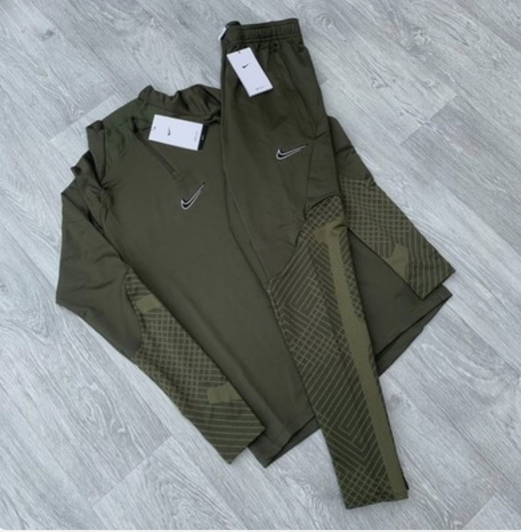 Nike Strike Dri Fit Tracksuit Half Zip Track Top Pants Bottoms Set - Khaki☑️