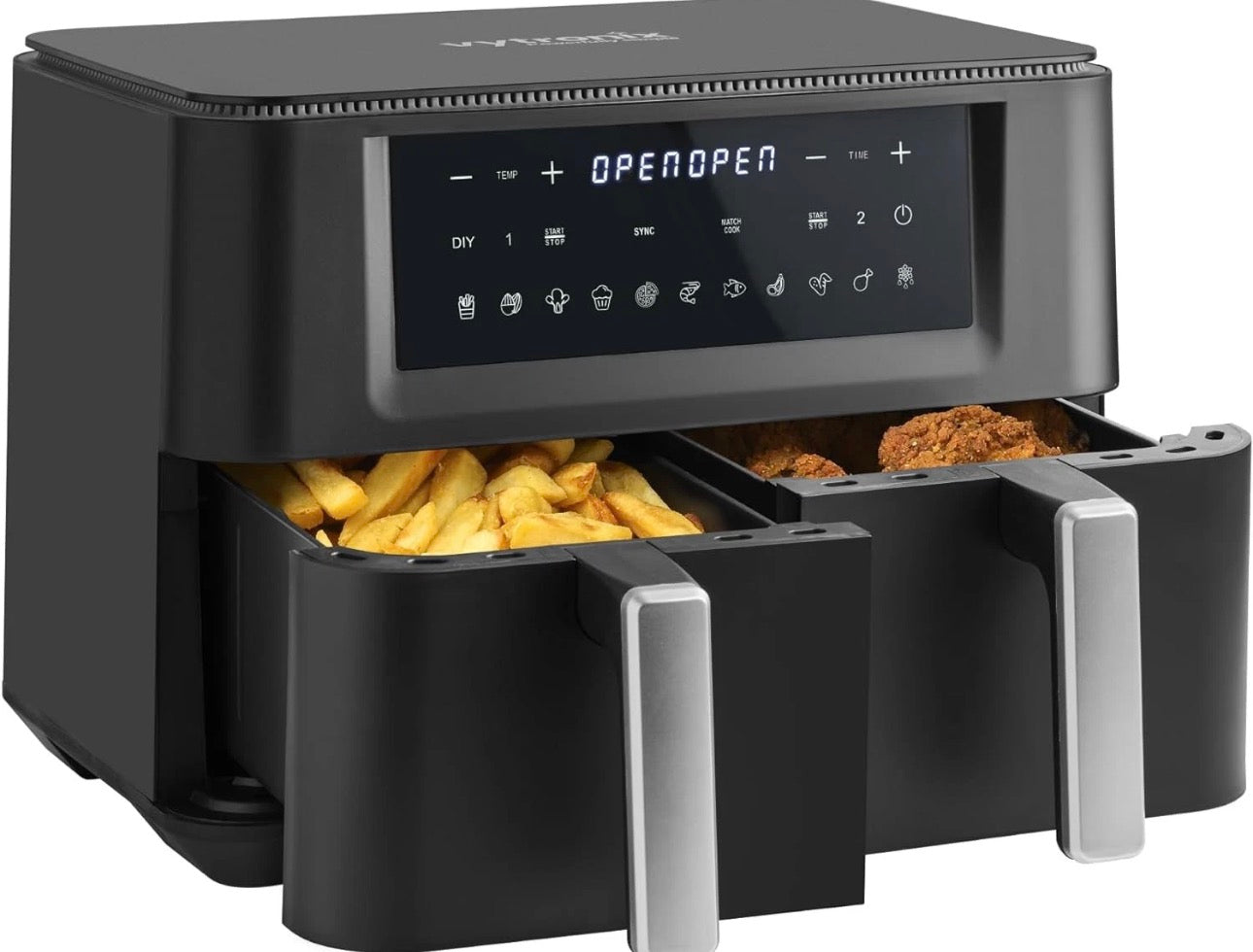 Vytronix DD9L Dual Zone Air Fryer 2 Drawer 9L Family Size Efficient 2400W Black