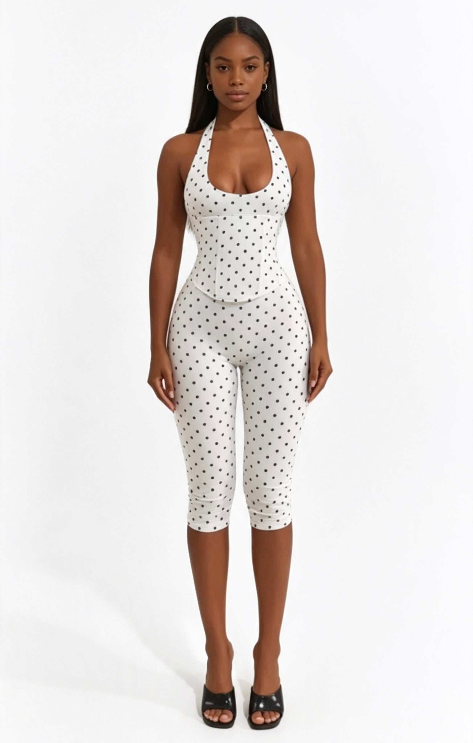 Polka Dot Capri Jumpsuit Size - S