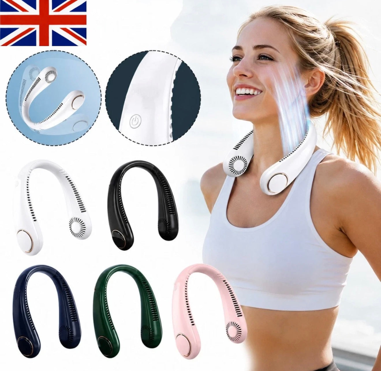 Neck Fan Hands Free Bladeless Cooling Fans USB Rechargeable Portable Hanging