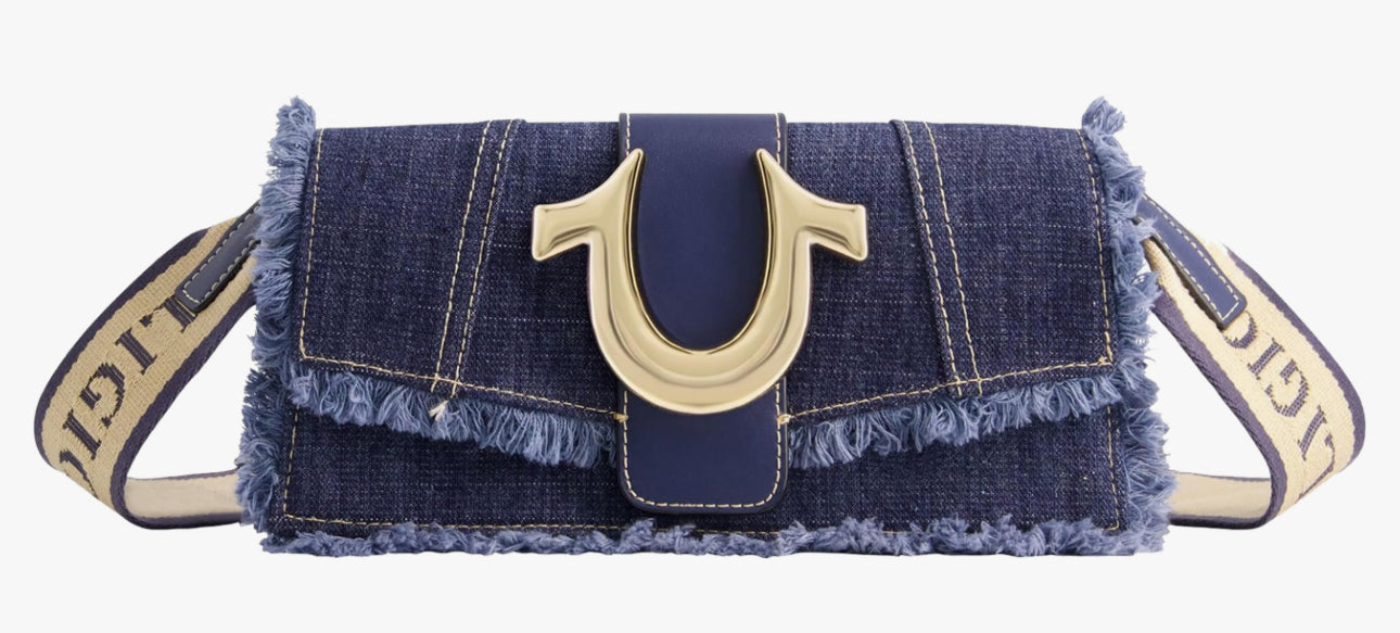 True Religion Frayed Denim Crossbody Bag ®️