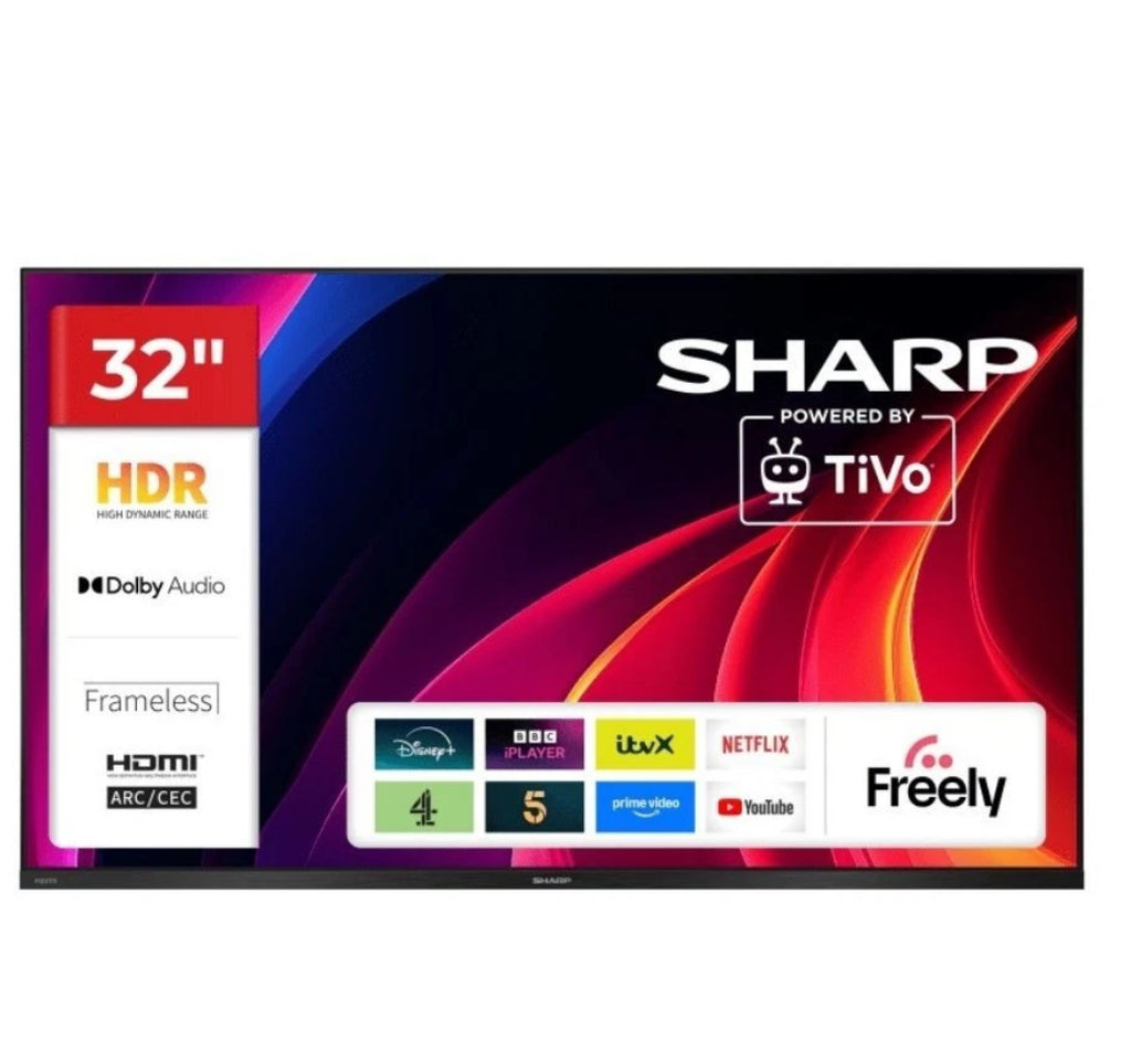 Sharp 32HE2145K HD Ready HDR 60Hz Frameless LED 32″ Smart TV Black (No Stand)