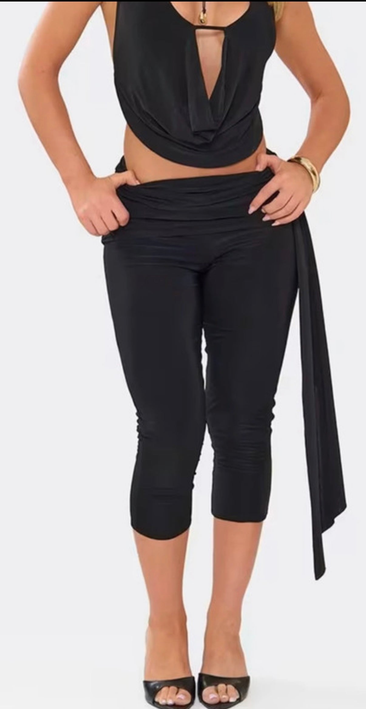 Fold Over Slinky Capri Size - S