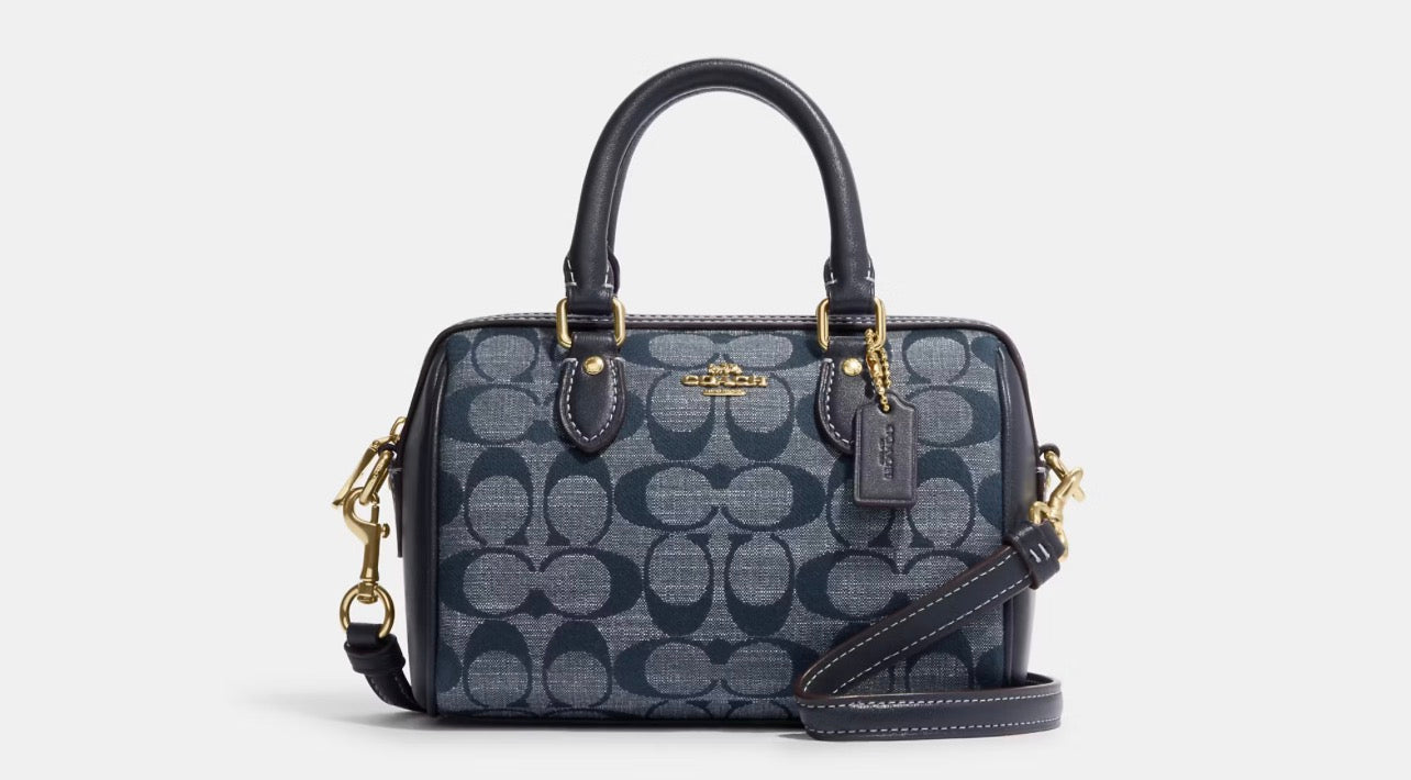 Coach Mini Rowan Crossbody In Signature Chambray In Blue