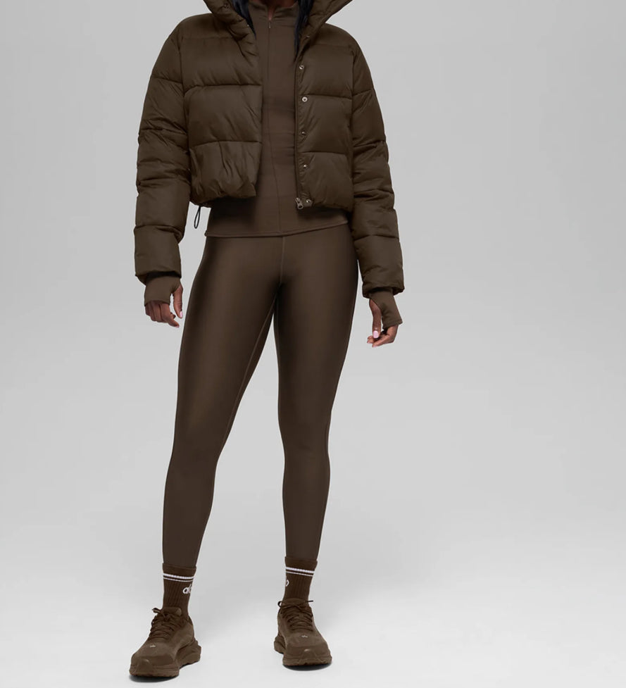 Alo Brown Puffer Jacket Women's Full Zip