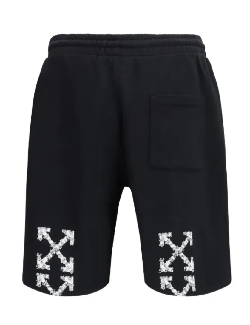Off White Mens Black Shorts - Grey drip logo -