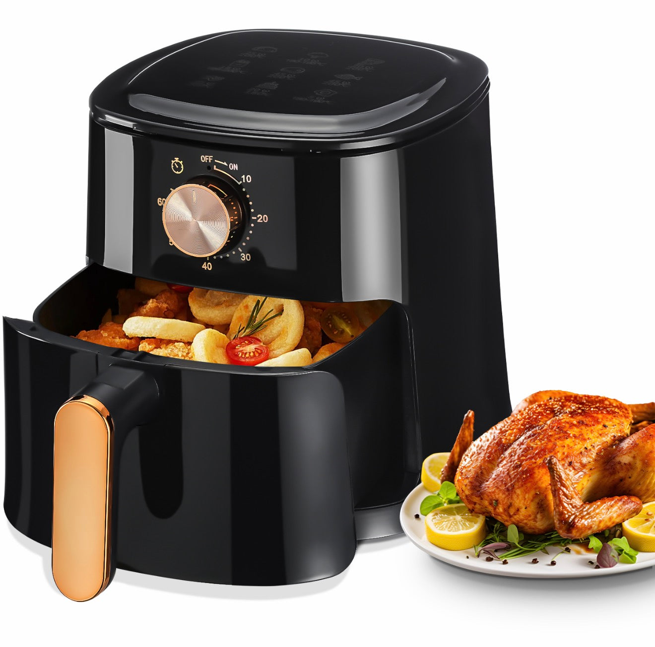 5.5L Manual Air Fryer Large Oven Low Fat Healthy Oil free Frying 1800W