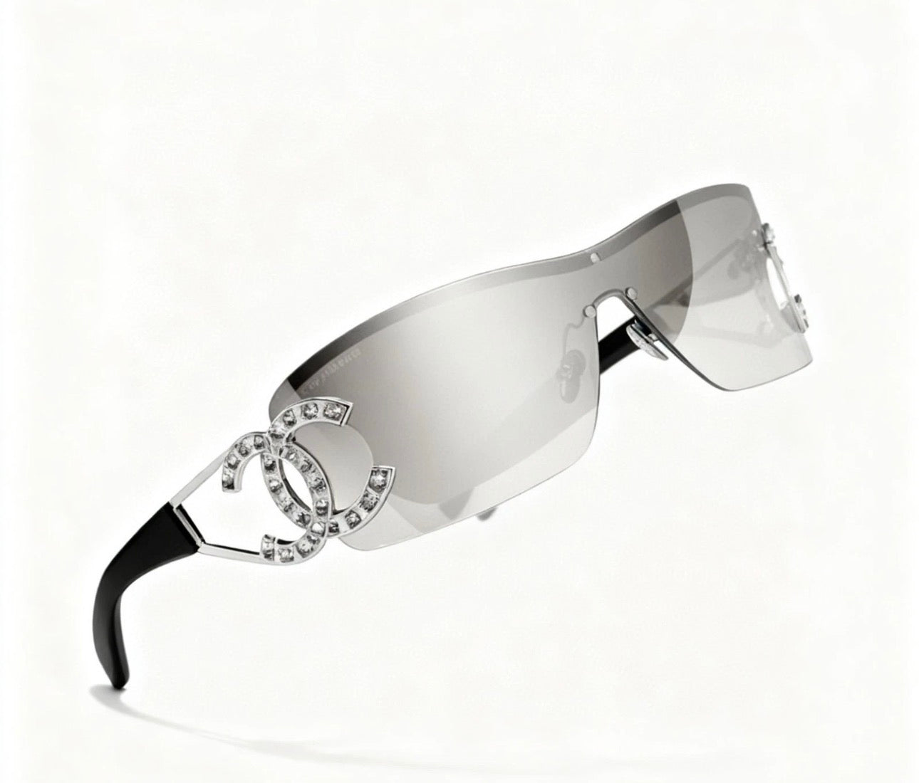 NEW CHANEL CH9579 Sunglasses Silver Lens Exclusive Shield Women's Sunglasses☑️