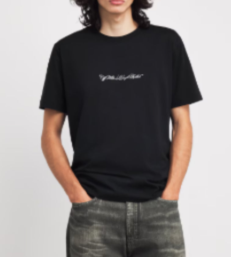 New Black Cotton Men's T-Shirt Off White