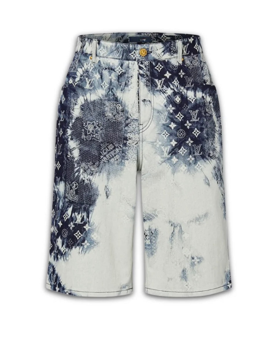 LV MONOGRAM BANDANA DENIM SHORTS