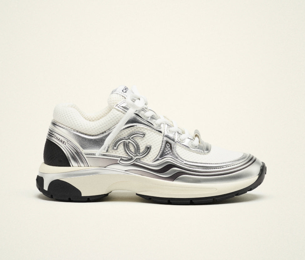 Chanel white and silver runners trainers☑️