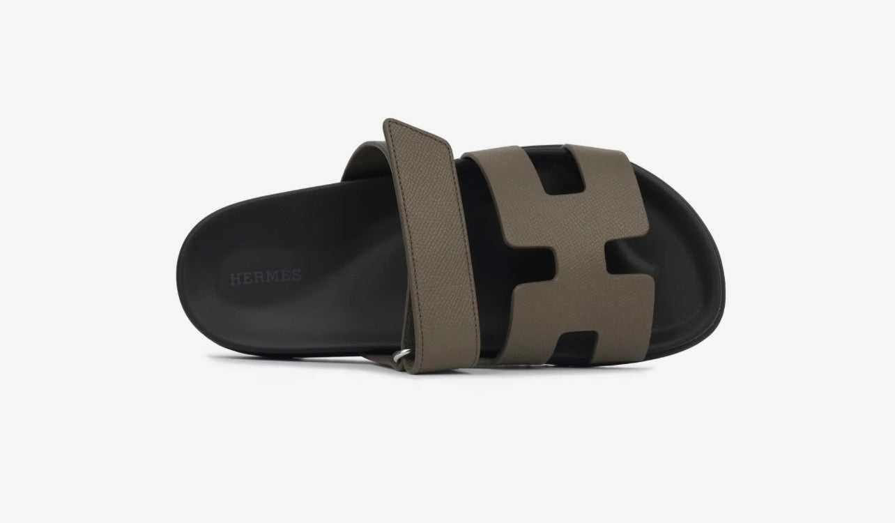 Hermes Khaki Chypre Sandals - UK 9
