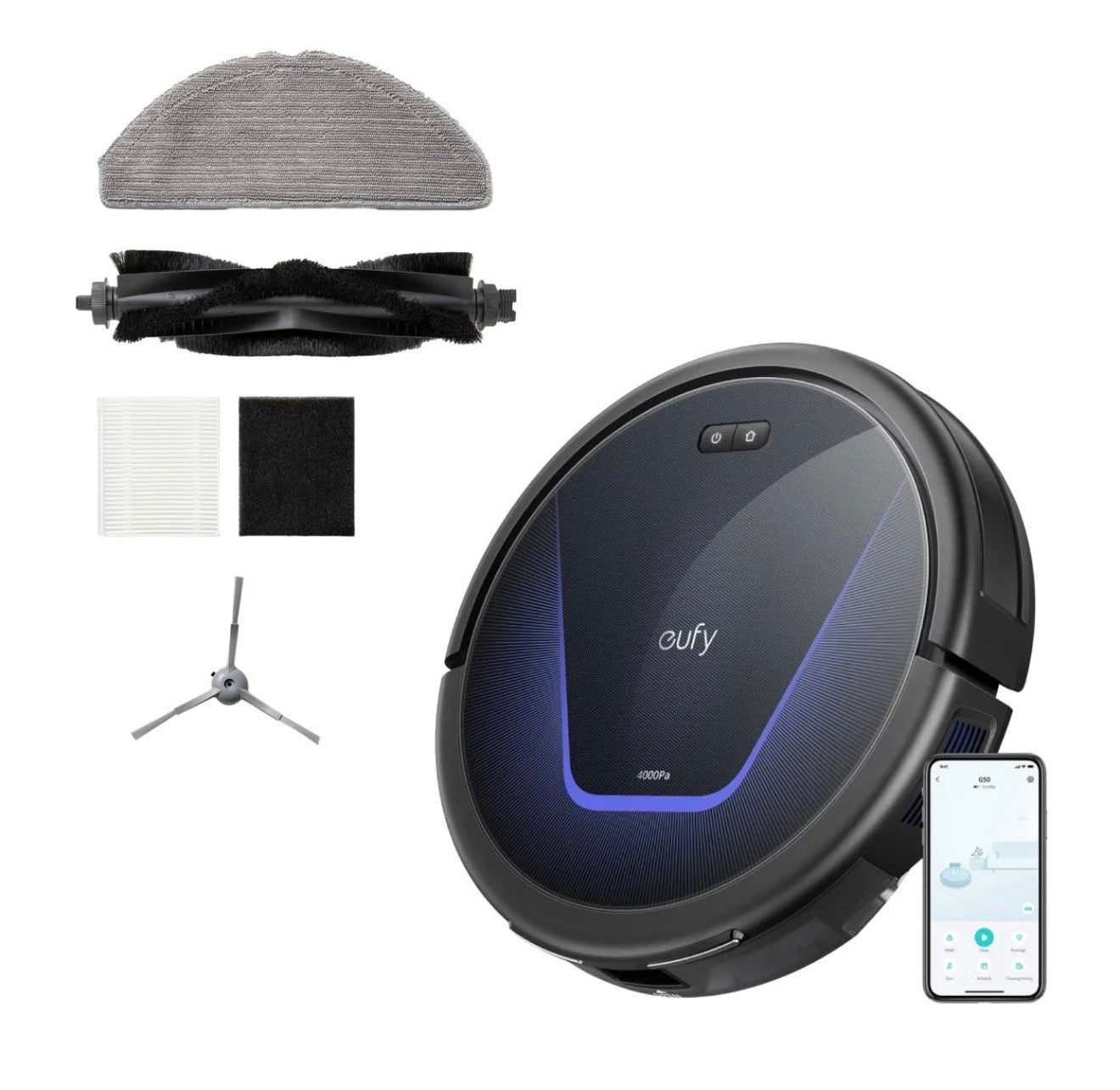 eufy Robot Vacuum Cleaner G50 Hybrid Mop with Auto-Detangle Brush T2212V11