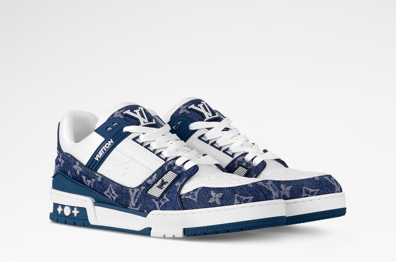 Louis Vuitton LV Trainer Denim Blue UK 9.5 - Authenticity Guaranteed