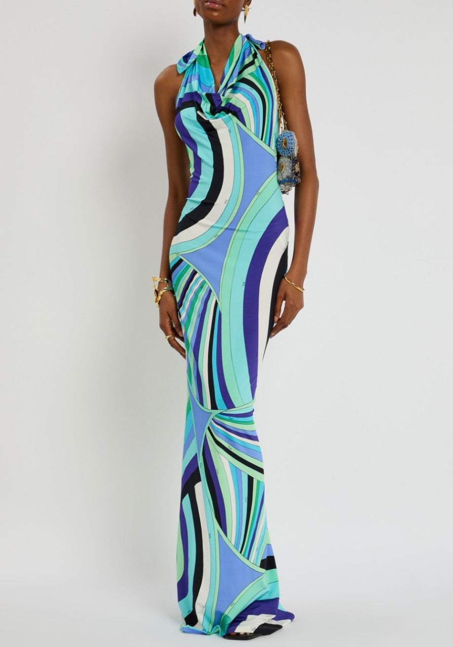 Pucci Iride Printed Satin-jersey Maxi Dress