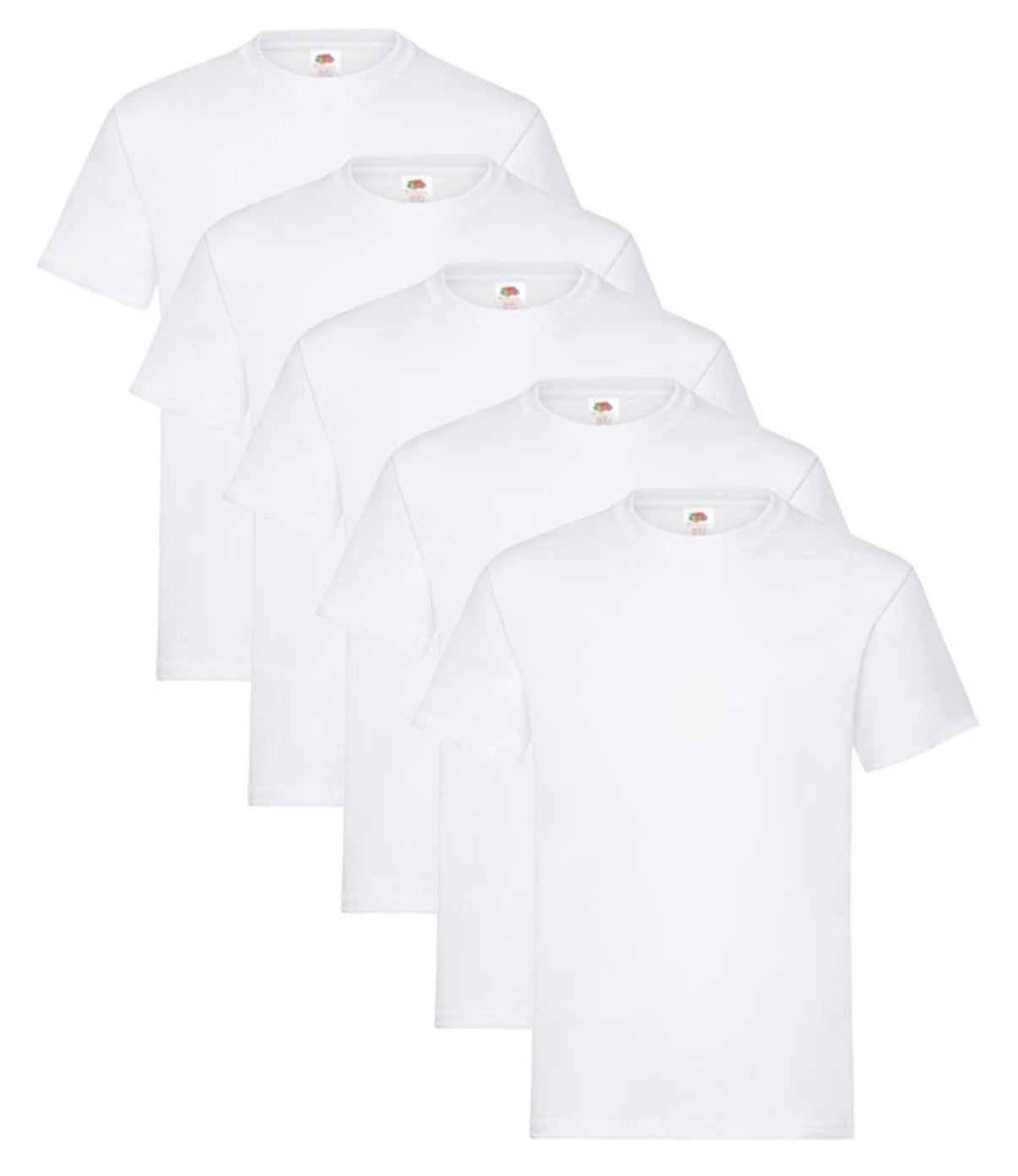 Fruit of Loom Cotton Plain White T-shirt 5 Pack Size-M