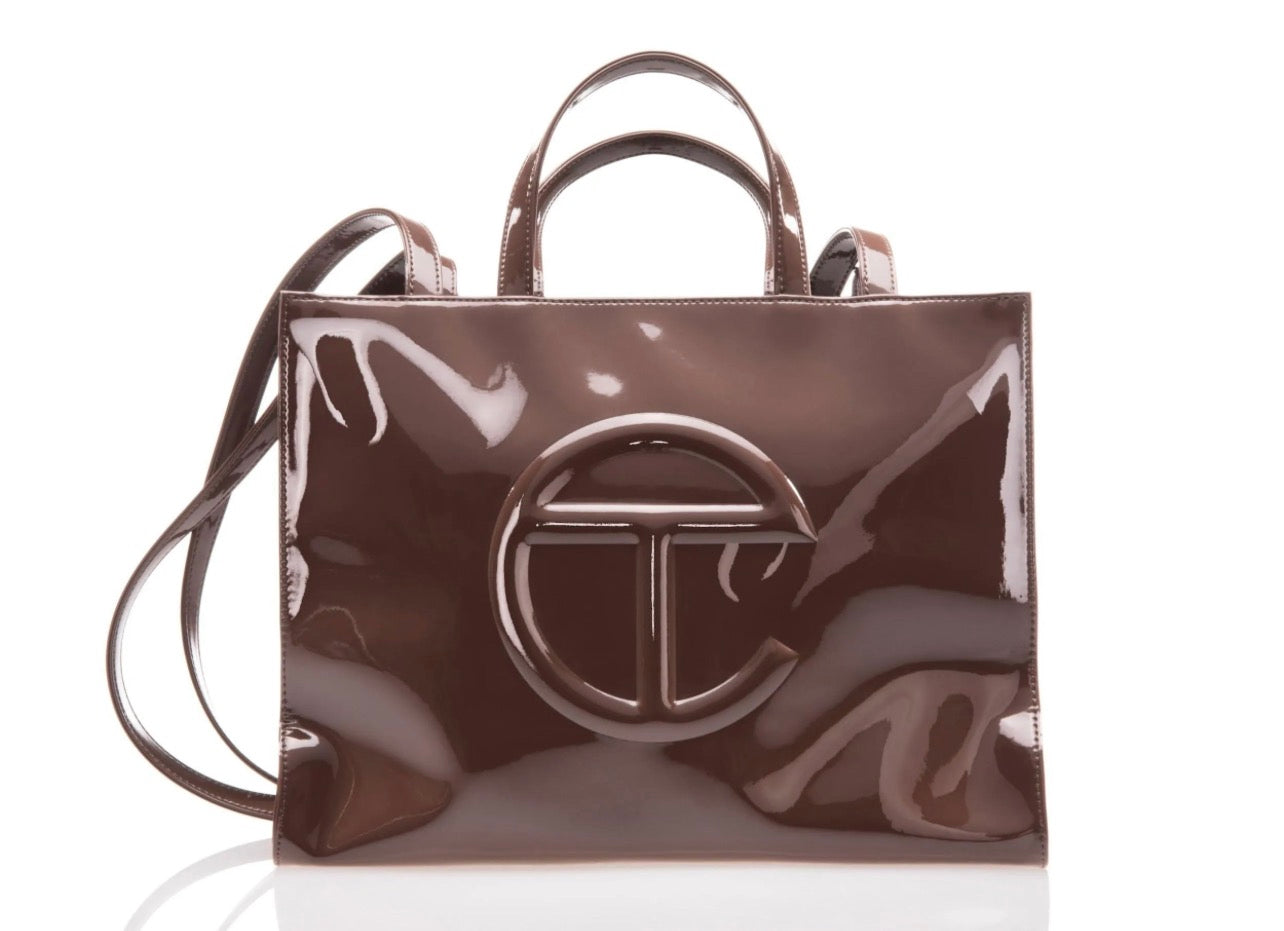 Telfar Chocolate Patent Bag