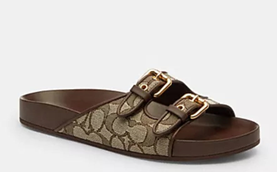 Coach Two Band Buckle Sandal in Signature Jacquard Print☑️