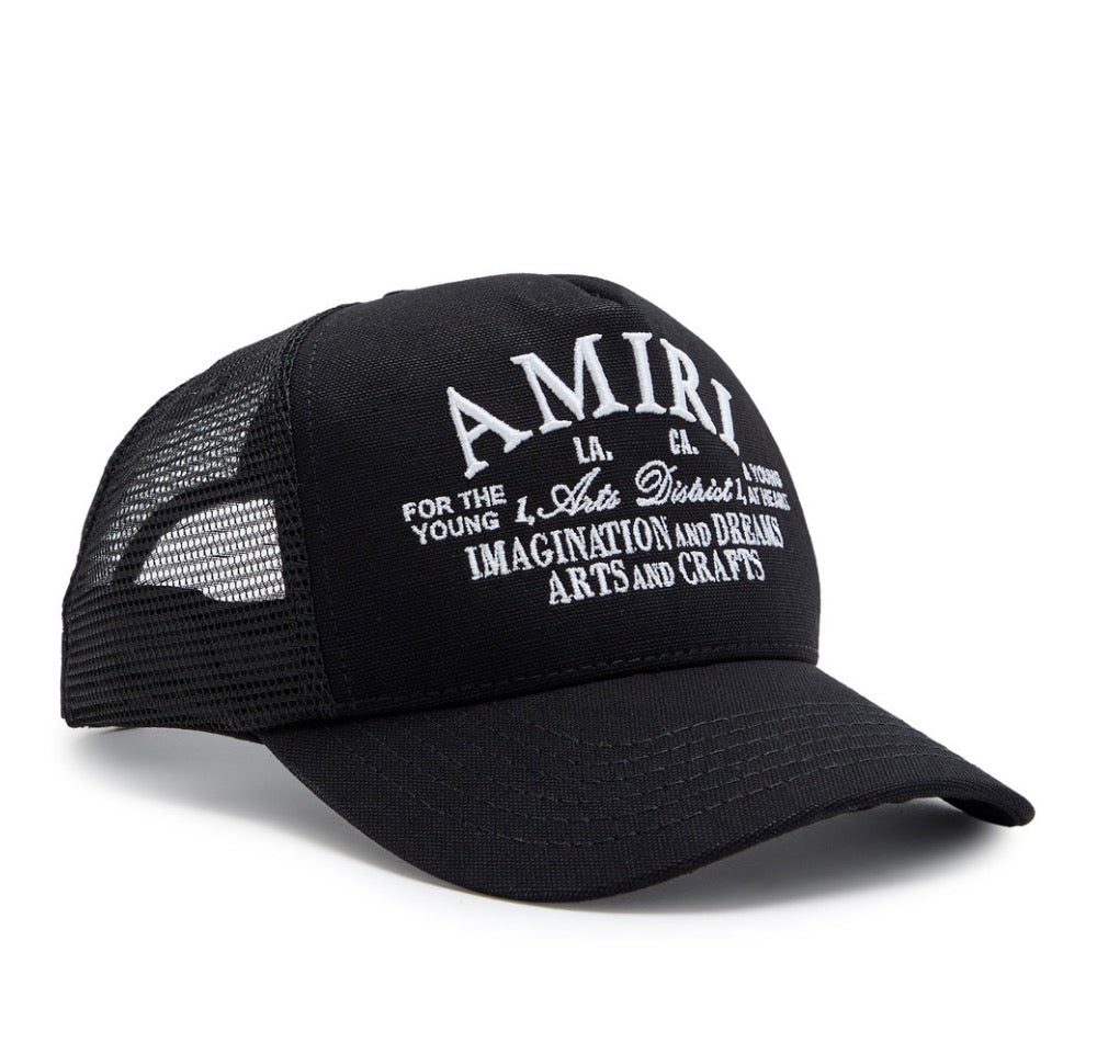 AMIRI Arts District embroidered canvas trucker hat