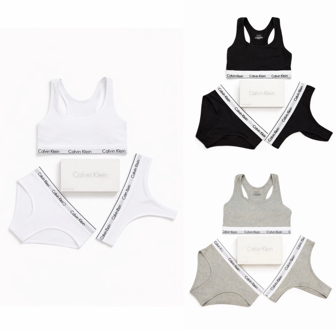 Calvin Klein Women's Modern  3 Piece Underwear Set - Bralette, Thong & Briefs