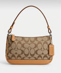 Authentic Vintage Coach Signature Shoulder Bag Canvas Leather Beige Brown