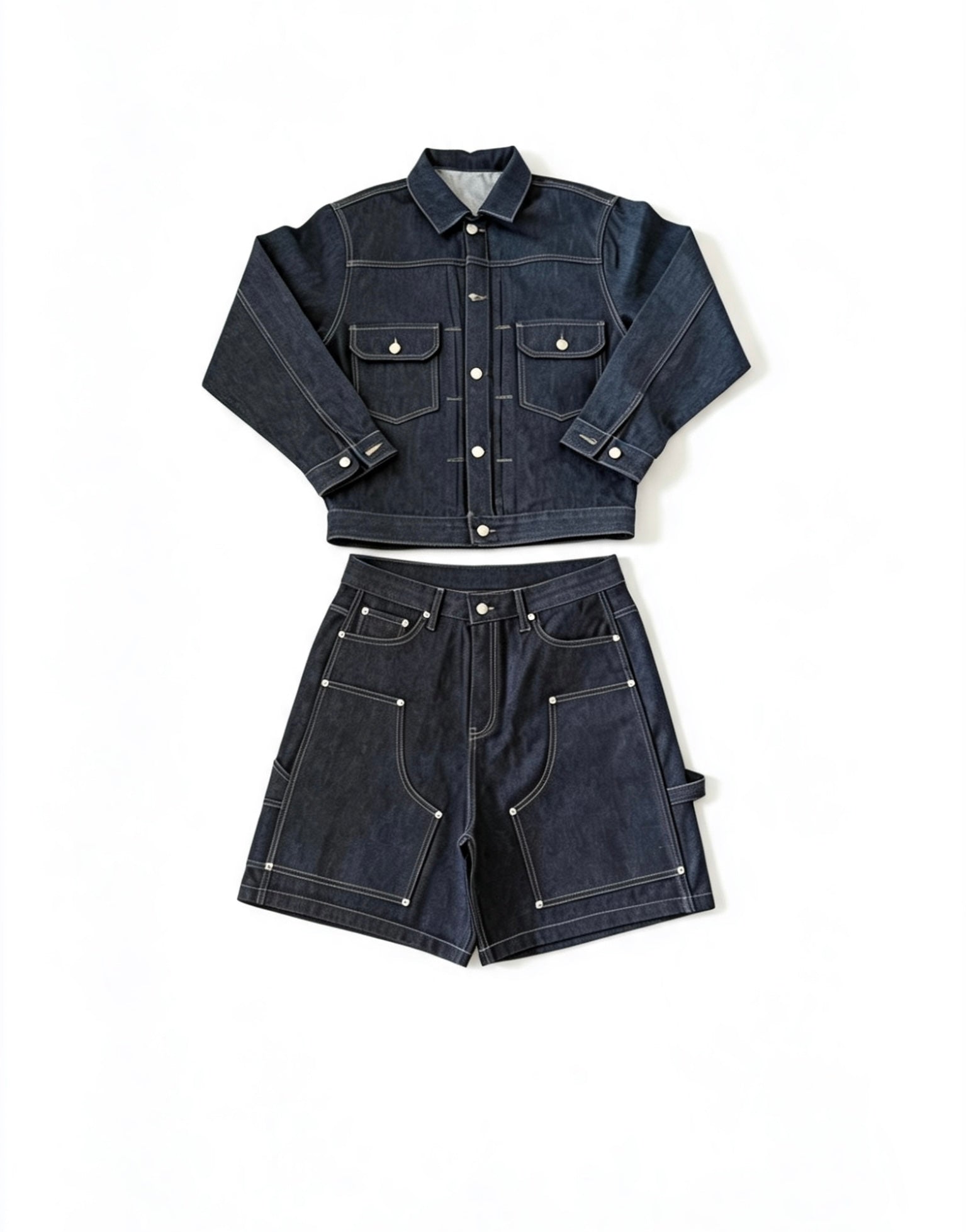 No Sauce The Raw Denim Jacket&Short Set Size-M