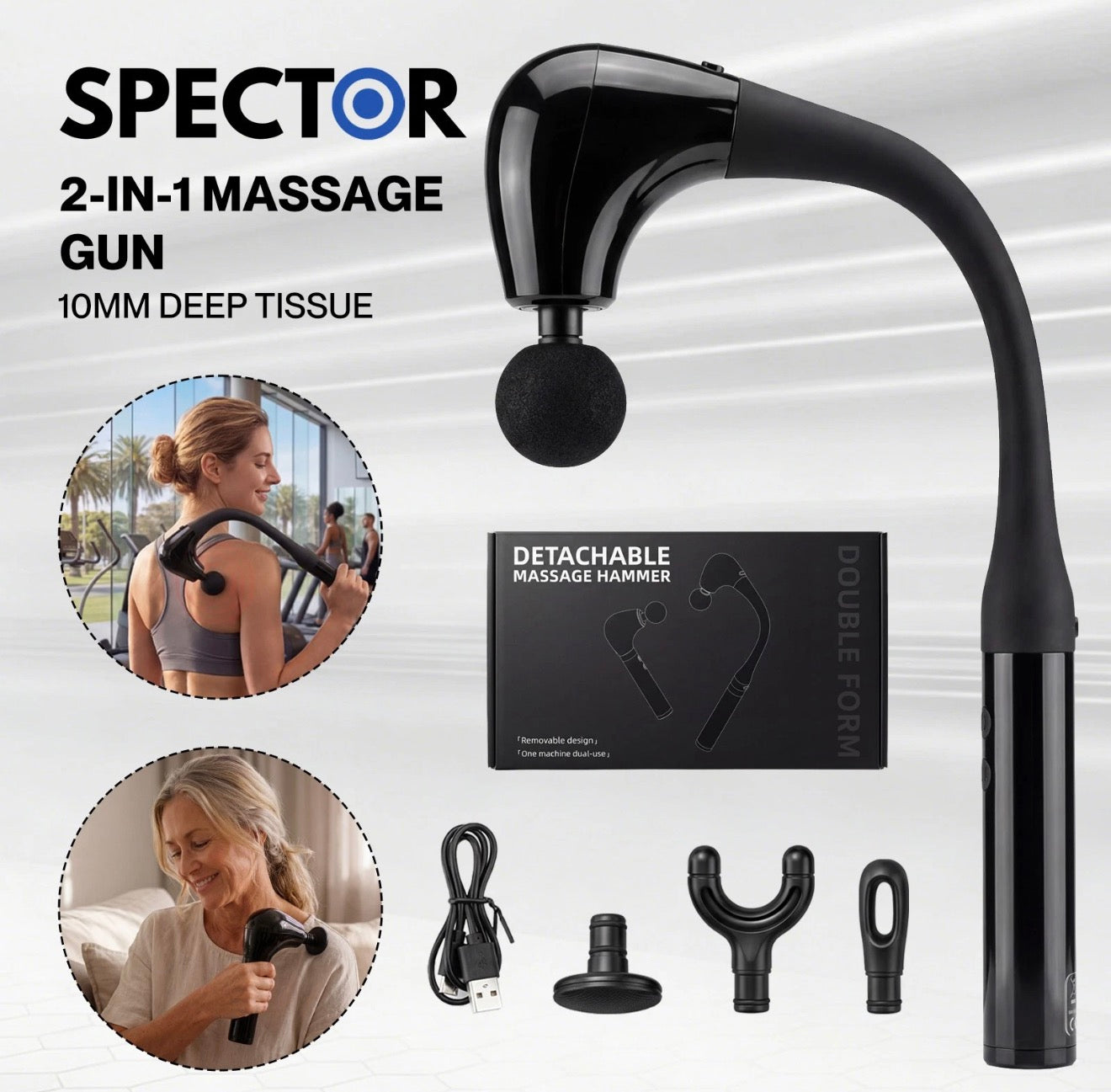 Spector Massage Gun Deep Tissue Back Muscle Percussion Massager Faster Relief