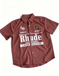Rhude Burgundy Short Sleeve Button T-shirt Size -L