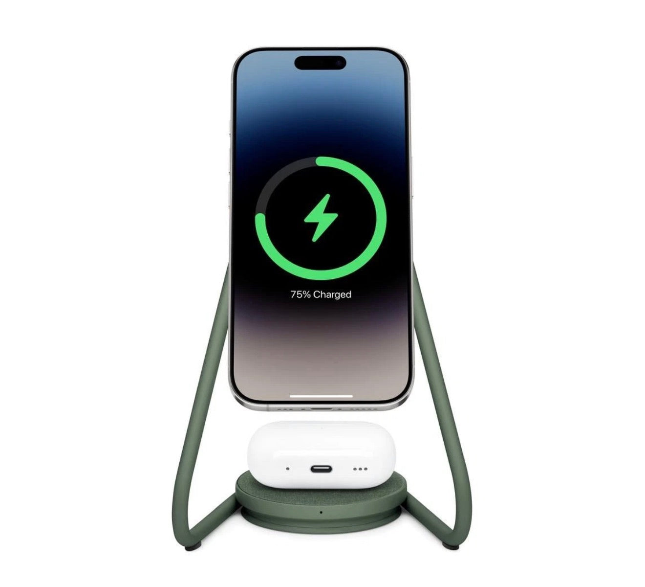 Courant MAG:2 Wireless Charging Stand - UK - Belgian Linen, 2in1 -Forest